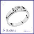 A silver-toned square bezel ring with a single round-cut clear gemstone, shown on a white background with the brand name PLATIZEM at the bottom.