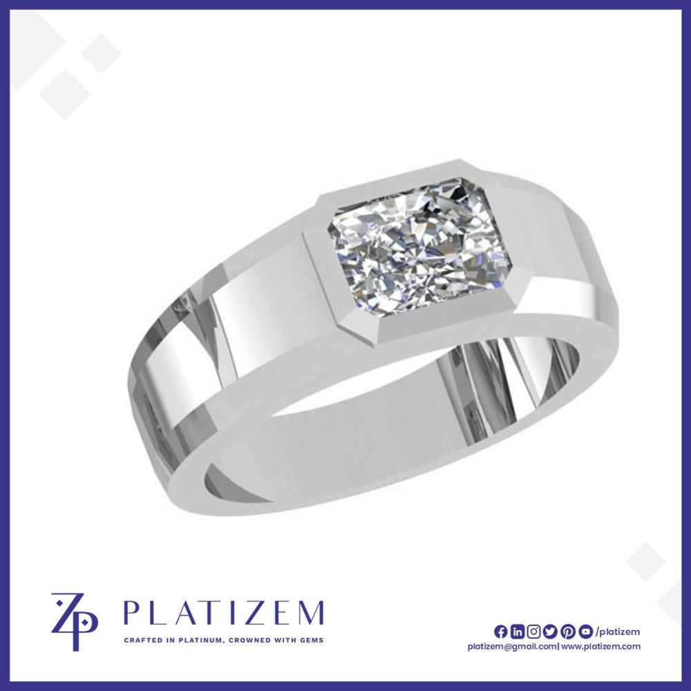 Emerald Cut Solitaire Signet Ring for Men