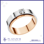 Two Tone Round Laboratory Grown Diamond Wedding Band 18K Gold Mens Ring Luxury Designer Bridal Jewelry Style