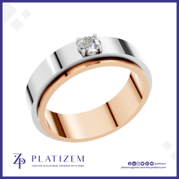 Two Tone Round Lab Grown Diamond Wedding Band 18K Gold Mens Ring Luxury Designer Bridal Jewelry Style