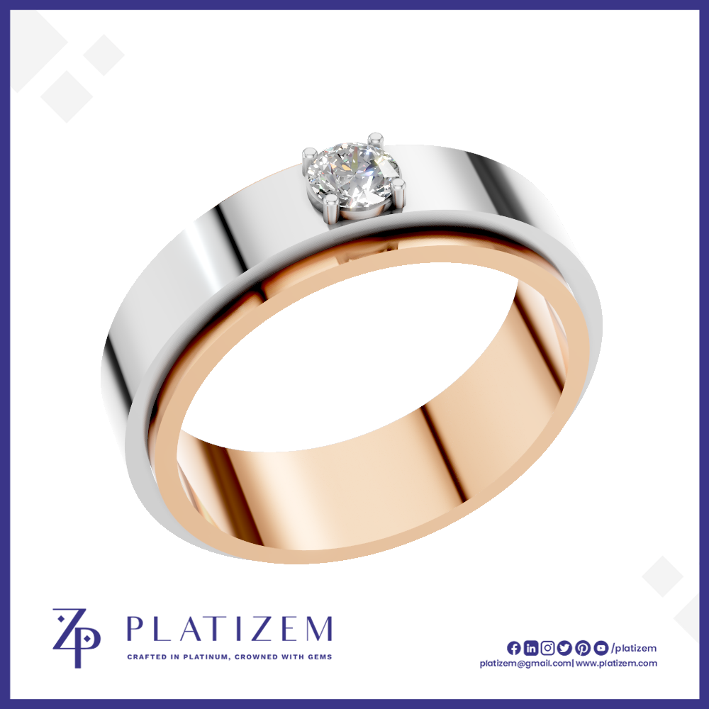 Two Tone Round Laboratory Grown Diamond Wedding Band 18K Gold Mens Ring Luxury Designer Bridal Jewelry Style