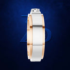 Two Tone Round Laboratory Grown Diamond Wedding Band 18K Gold Mens Ring Luxury Designer Bridal Jewelry Style