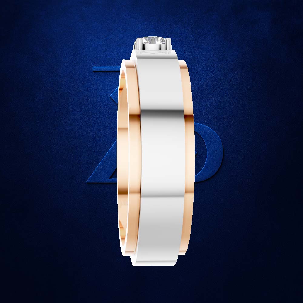Two Tone Round Laboratory Grown Diamond Wedding Band 18K Gold Mens Ring Luxury Designer Bridal Jewelry Style