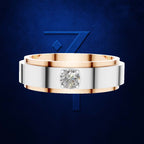 Two Tone Round Laboratory Grown Diamond Wedding Band 18K Gold Mens Ring Luxury Designer Bridal Jewelry Style