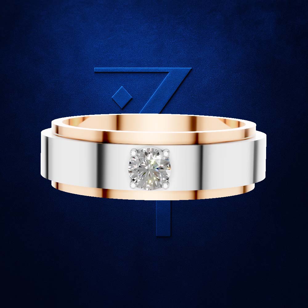 Two Tone Round Laboratory Grown Diamond Wedding Band 18K Gold Mens Ring Luxury Designer Bridal Jewelry Style