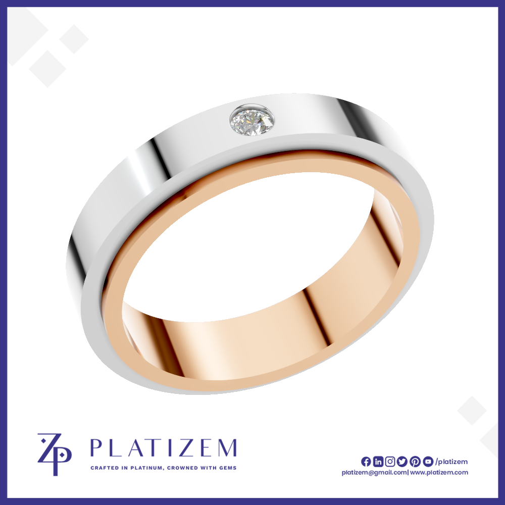 Gold Mens Two Tone Wedding Band