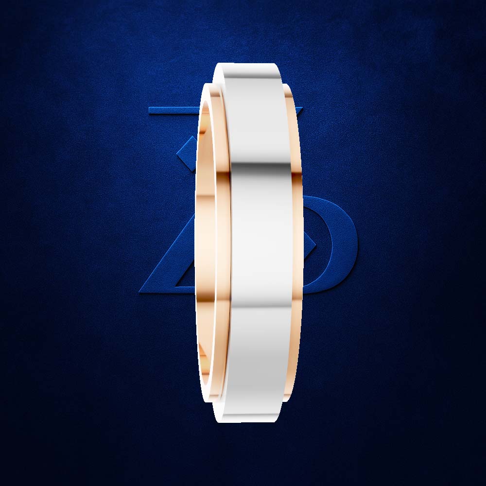 Gold Mens Two Tone Wedding Band