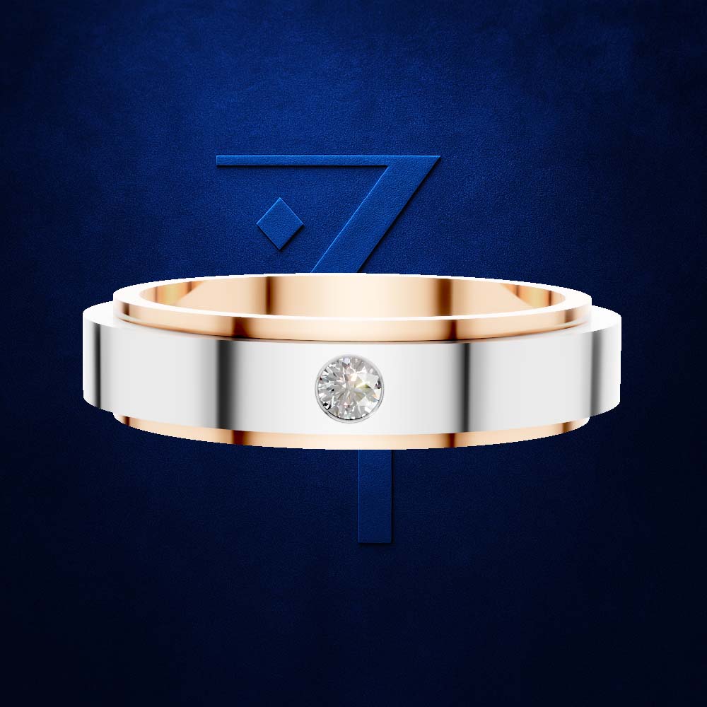 Gold Mens Two Tone Wedding Band