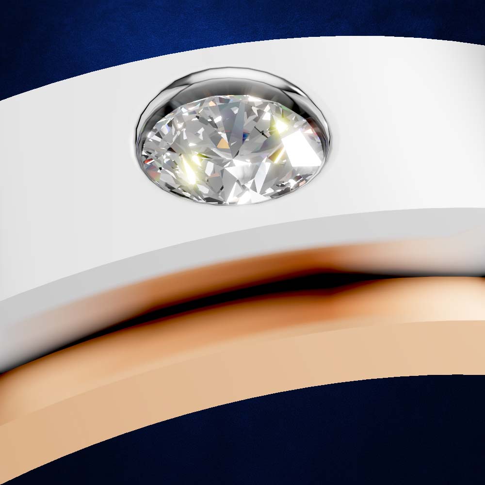 Gold Mens Two Tone Wedding Band