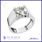 3 Carat Round Cut Lab Grown Diamond Solitaire Engagement Ring with Prong Setting