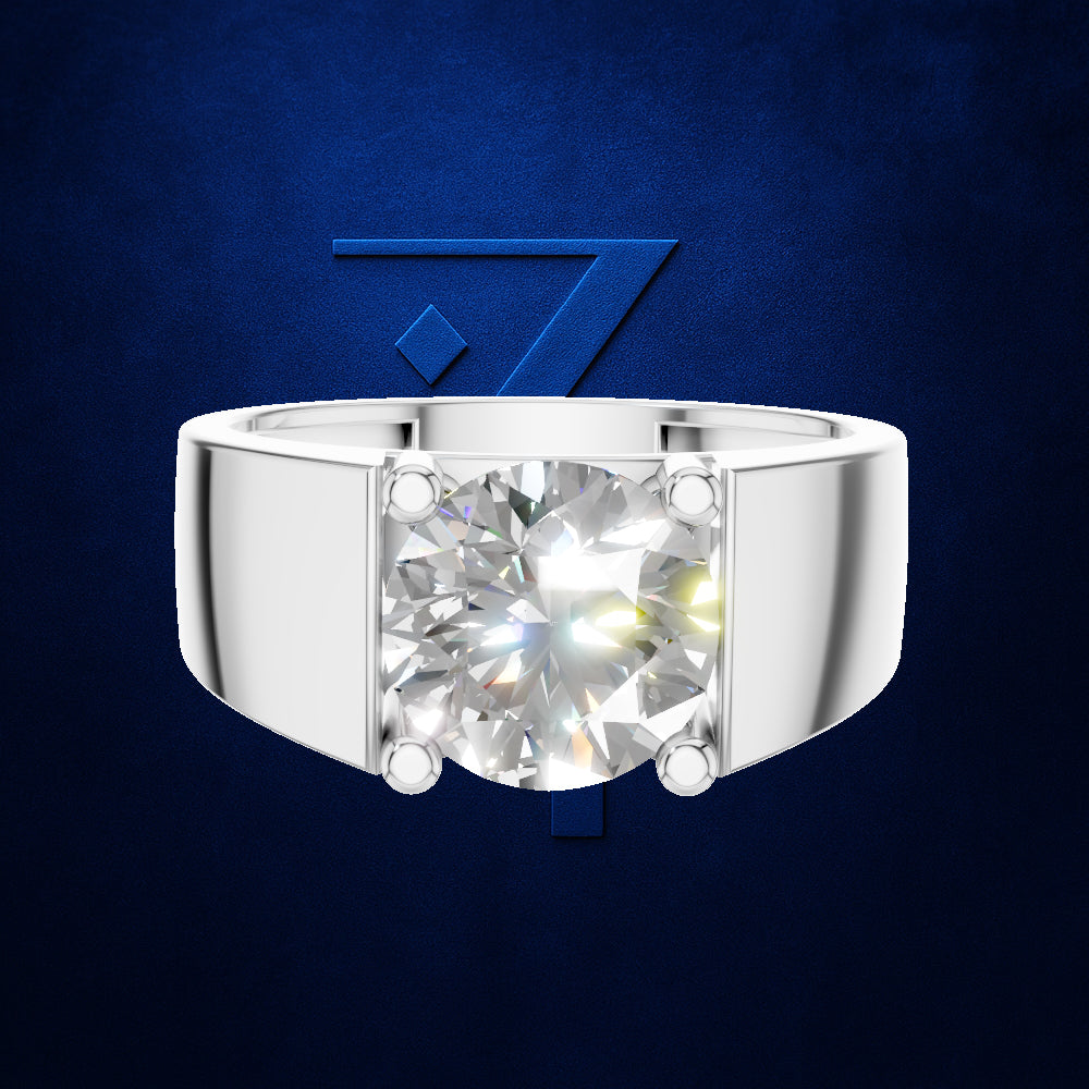 3 Carat Round Cut Lab Grown Diamond Solitaire Engagement Ring with Prong Setting