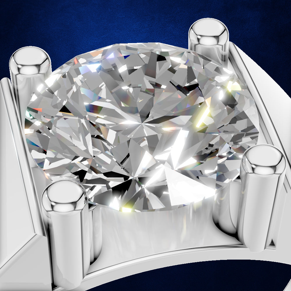 3 Carat Round Cut Lab Grown Diamond Solitaire Engagement Ring with Prong Setting