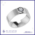 Bezel Set Round Diamond Flat Band Ring for Men