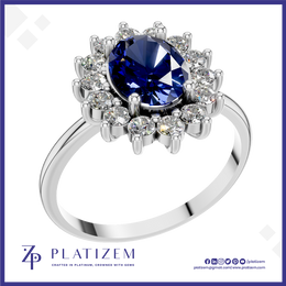 Sapphire And Lab Grown Diamond Halo Ring