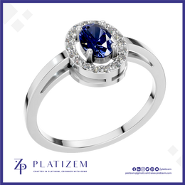 Lab Grown Diamond And Sapphire Engagement Ring
