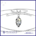 A silver-plated necklace with a marquise-cut clear gemstone pendant, displayed on a white background with the brand name Platizem visible at the bottom.