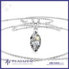 A silver-plated necklace with a marquise-cut clear gemstone pendant, displayed on a white background with the brand name Platizem visible at the bottom.
