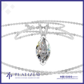 A silver-plated necklace with a marquise-cut clear gemstone pendant, displayed on a white background with the brand name Platzem visible at the bottom.