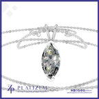 A silver-tone necklace with a marquise-cut clear gemstone pendant, displayed on a white background with the brand name PLATIZEM visible at the bottom.