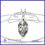 A silver-tone pendant necklace featuring a marquise-cut clear gemstone in a crown-like setting, shown with layered chain details on a white background with Platizem branding.
