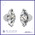 A pair of marquise-cut diamond stud earrings in a silver-toned setting, shown from the front and side against a white background with the brand name PLATIZEM at the bottom.