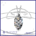 A silver-tone pendant necklace featuring a large marquise-cut clear gemstone in a prong setting, shown on a white background with the brand name PLATIZEM visible at the bottom.