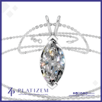 A silver-tone pendant necklace featuring a large marquise-cut clear gemstone in a prong setting, shown on a white background with the brand name PLATIZEM visible at the bottom.