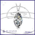 A silver pendant necklace featuring a marquise-cut clear gemstone in a silver setting, displayed on a white background with the brand name PLATIZEM visible at the bottom.