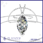 A silver pendant necklace featuring a marquise-cut clear gemstone in a silver setting, displayed on a white background with the brand name PLATIZEM visible at the bottom.