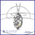 A silver-plated pendant necklace featuring a marquise-cut clear gemstone in a prong setting, suspended from a delicate chain. The brand name PLATIZEM is visible at the bottom of the image.