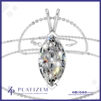 A silver-plated pendant necklace featuring a marquise-cut clear gemstone in a prong setting, suspended from a delicate chain. The brand name PLATIZEM is visible at the bottom of the image.