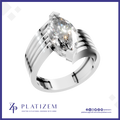 A silver-plated ring featuring a marquise-cut clear gemstone in a prong setting, with a split band design. The brand logo 'PLATIZEM' is visible at the bottom of the image.
