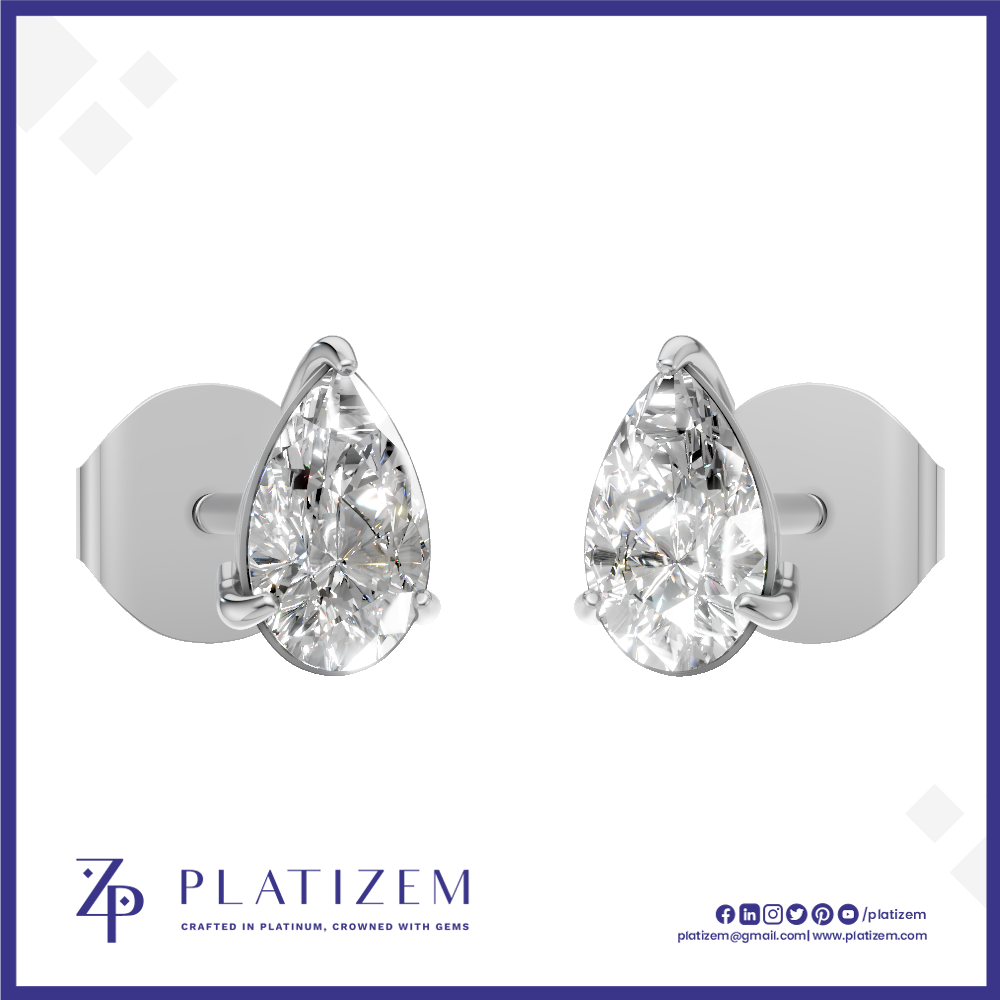 Pear Shaped Laboratory Grown Diamond Solitaire Earrings
