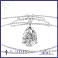 A silver teardrop-shaped pendant necklace with a clear gemstone, displayed on a white background with a coiled chain and the brand name 'PLATIZEM' at the bottom.