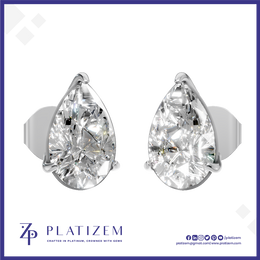 Pear Shaped Lab Grown Diamond Earrings With 18kt Gold