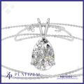 A teardrop-shaped clear gemstone pendant in a silver-toned prong setting, shown on a white background with a silver chain. The brand name PLATIZEM is visible at the bottom.