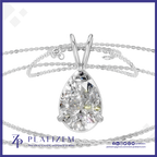 A teardrop-shaped clear gemstone pendant in a silver-toned prong setting, shown on a white background with a silver chain. The brand name PLATIZEM is visible at the bottom.