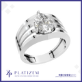 A platinum ring featuring a pear-cut diamond in a prong setting, with a multi-band design. The brand logo 'PLATIZEM' is visible at the bottom of the image.