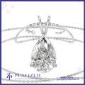 A teardrop-shaped clear gemstone pendant in a silver-toned setting on a delicate silver chain, shown against a white background with a blue border. The brand name PLATIZEM is visible at the bottom.