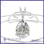 A teardrop-shaped clear gemstone pendant in a silver-toned setting on a matching silver chain, shown against a white background with the Platizem brand logo at the bottom.