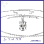 An oval-cut clear gemstone pendant necklace in a silver-toned setting, shown with a silver chain on a white background. The brand name PLATIZEM is visible at the bottom.