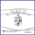 An oval-cut clear gemstone pendant in a silver-toned prong setting on a delicate silver chain necklace, shown against a white background with the brand name 'Platizem' at the bottom.