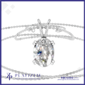 An oval-cut clear gemstone pendant in a silver-toned setting on a delicate silver chain, shown against a white background with the Platizem brand logo at the bottom.