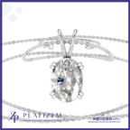 An oval-cut clear gemstone pendant in a silver-toned setting on a delicate silver chain, shown against a white background with the Platizem brand logo at the bottom.