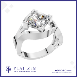 Princess Cut Lab Grown Diamond Engagement Ring with Split Shank 14K 18K Gold Platinum Ring for Women