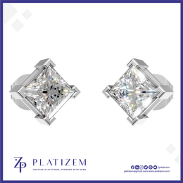 Princess Cut Lab Grown Diamond Earrings White Gold