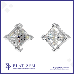 Princess Cut Lab Grown Diamond Earrings For Women