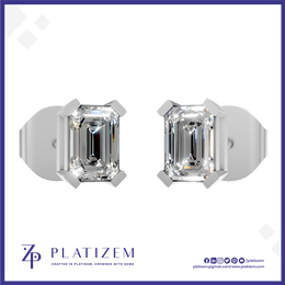 Emerald Shape Lab Grown Diamond Earrings