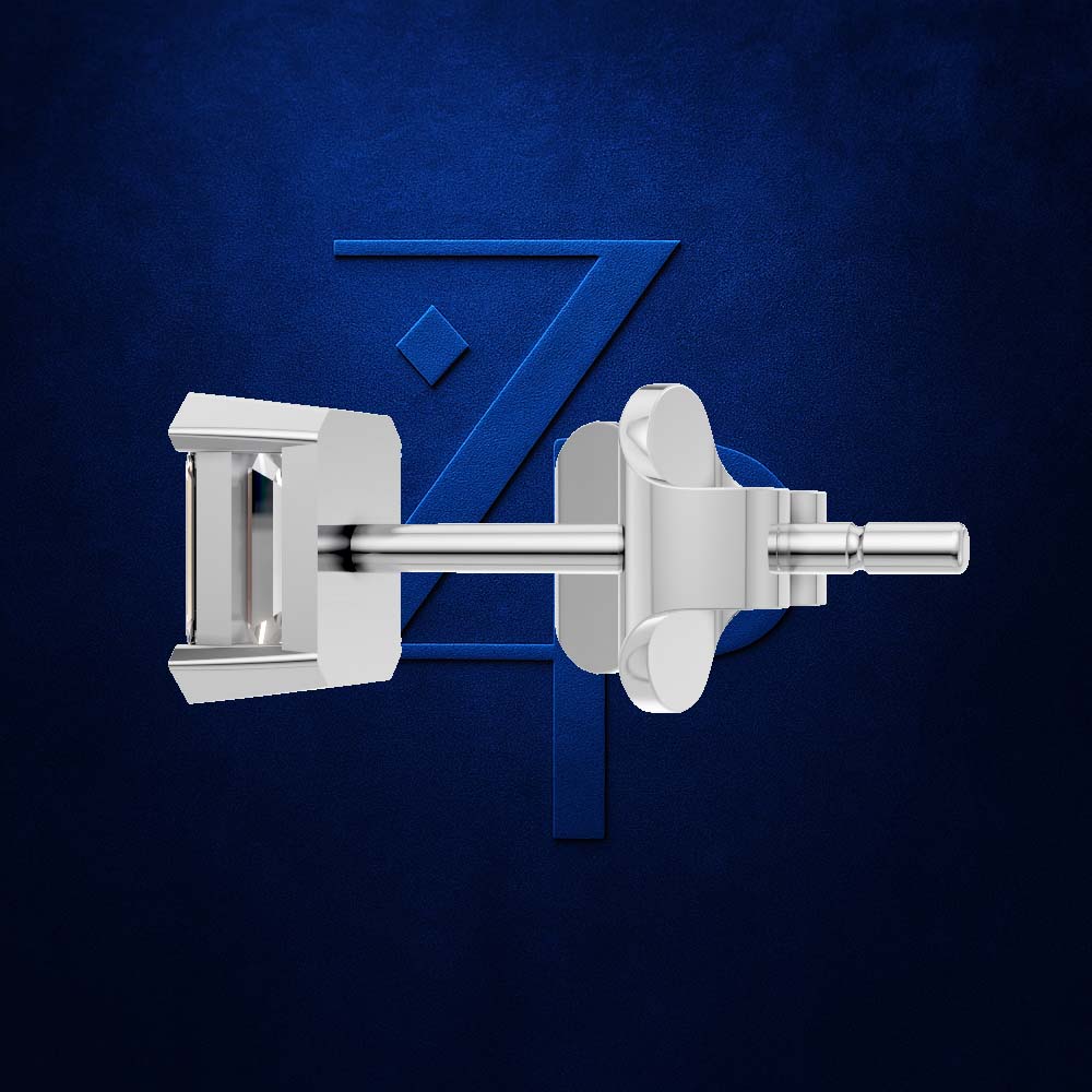 A polished silver metal door knob and matching lock cylinder set against a textured dark blue background with a stylized blue 'Z' logo.