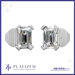 Emerald Cut Lab Grown Diamond Stud Earrings